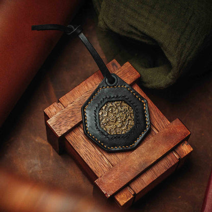 Peso Pocket v4 Challenge Coin Holder – Handmade Octagonal Leather Coin Slip with Lanyard | Fits 40mm, 45mm &amp; 50mm Coins | EDC Coin Holder