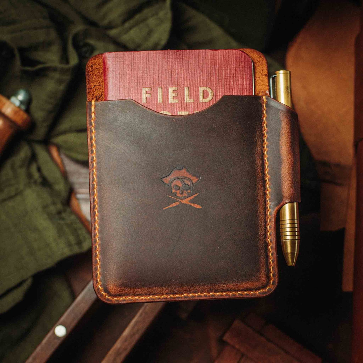 First Mate Fatty EDC Organizer – Handmade Leather Pocket Wallet for Field Notes, Knives, Flashlights &amp; Full‑Size Pens | Compact Everyday Carry Pouch