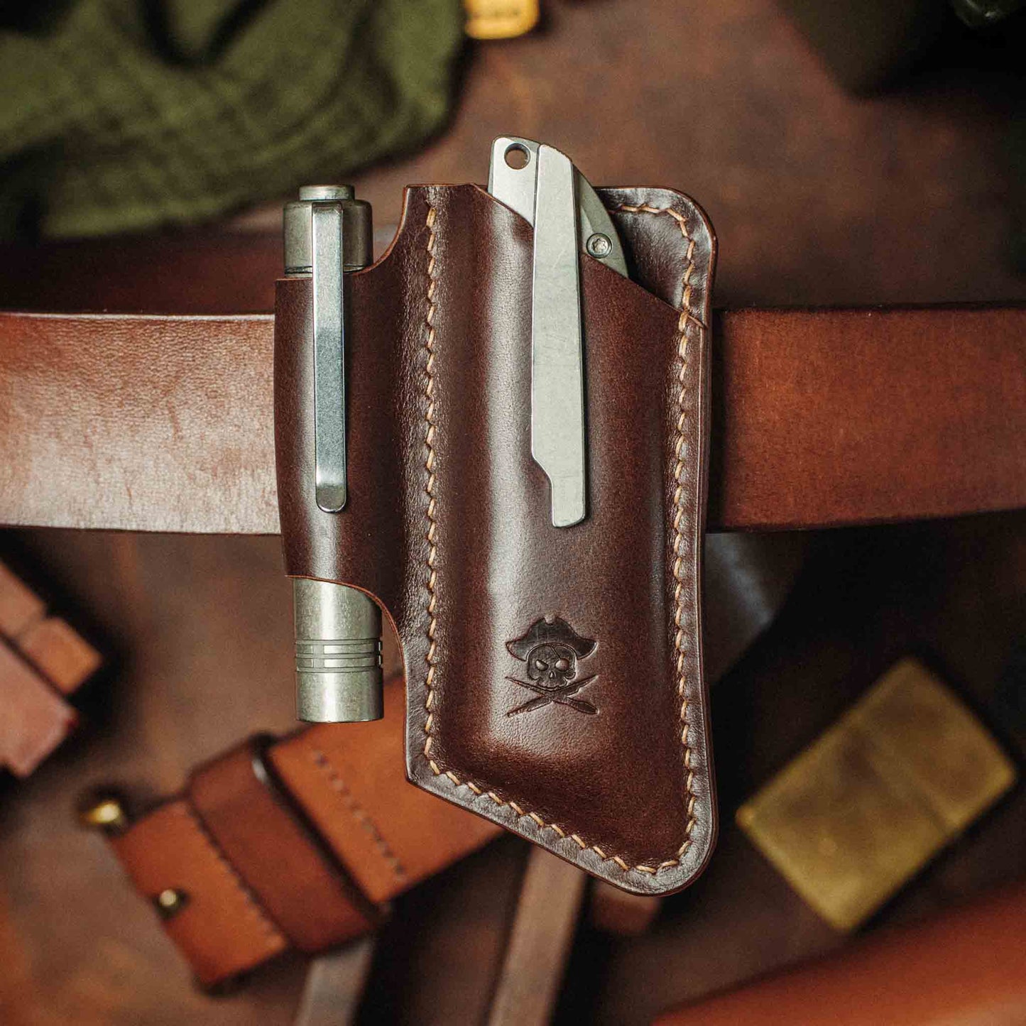 Belt Knife Sheath - V4 | Leather EDC | Knife Holder - Smart Belt Cutouts for Everyday Carry