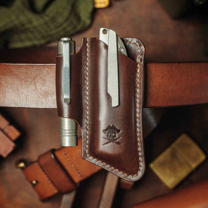 Belt Knife Sheath - V4 | Leather EDC | Knife Holder - Smart Belt Cutouts for Everyday Carry