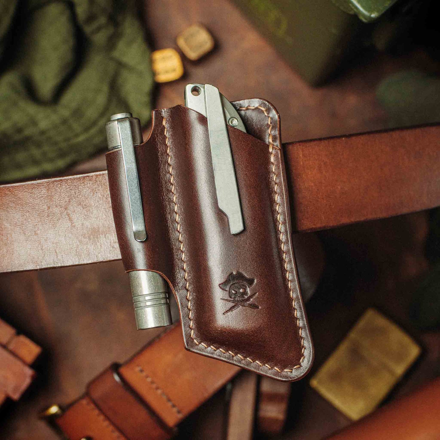 Belt Knife Sheath - V4 | Leather EDC | Knife Holder - Smart Belt Cutouts for Everyday Carry