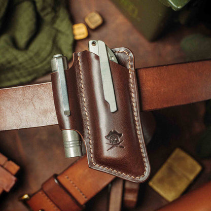 Belt Knife Sheath - V4 | Leather EDC | Knife Holder - Smart Belt Cutouts for Everyday Carry