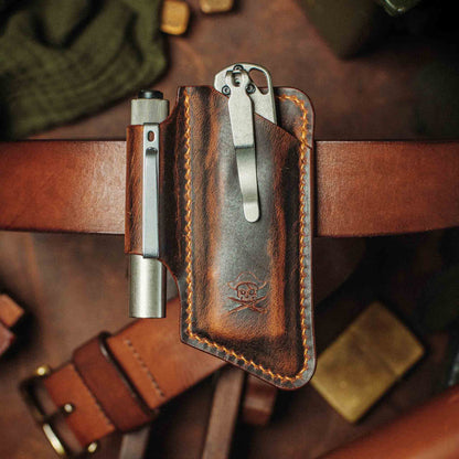Belt Knife Sheath - V4 | Leather EDC | Knife Holder - Smart Belt Cutouts for Everyday Carry