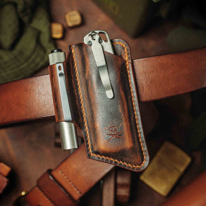 Belt Knife Sheath - V4 | Leather EDC | Knife Holder - Smart Belt Cutouts for Everyday Carry