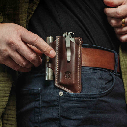 Belt Knife Sheath - V4 | Leather EDC | Knife Holder - Smart Belt Cutouts for Everyday Carry