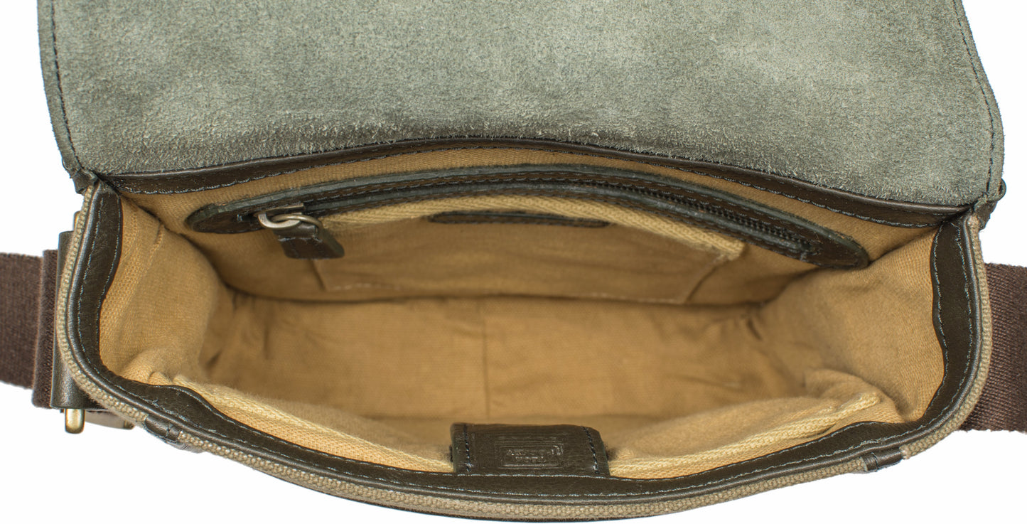 Aiden Genuine Leather and Canvas Mini Crossbody Men/Women Messenger/Travel Bag