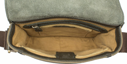 Aiden Genuine Leather and Canvas Mini Crossbody Men/Women Messenger/Travel Bag