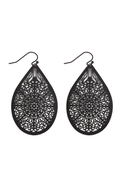 E1094 - Filigree Teardrop Hook Earrings