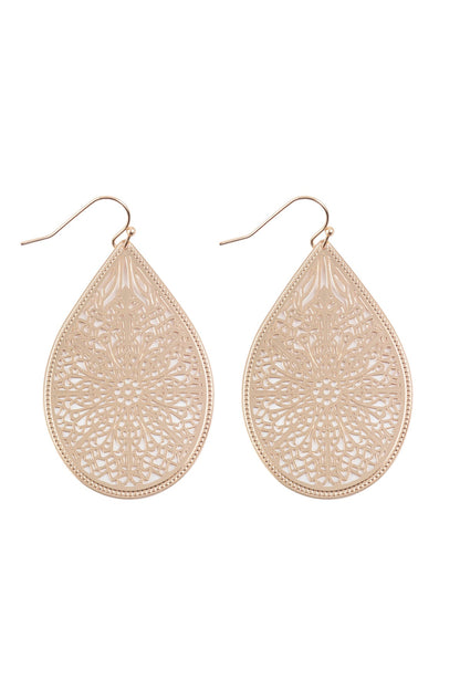 E1094 - Filigree Teardrop Hook Earrings
