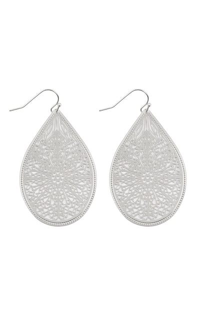 E1094 - Filigree Teardrop Hook Earrings