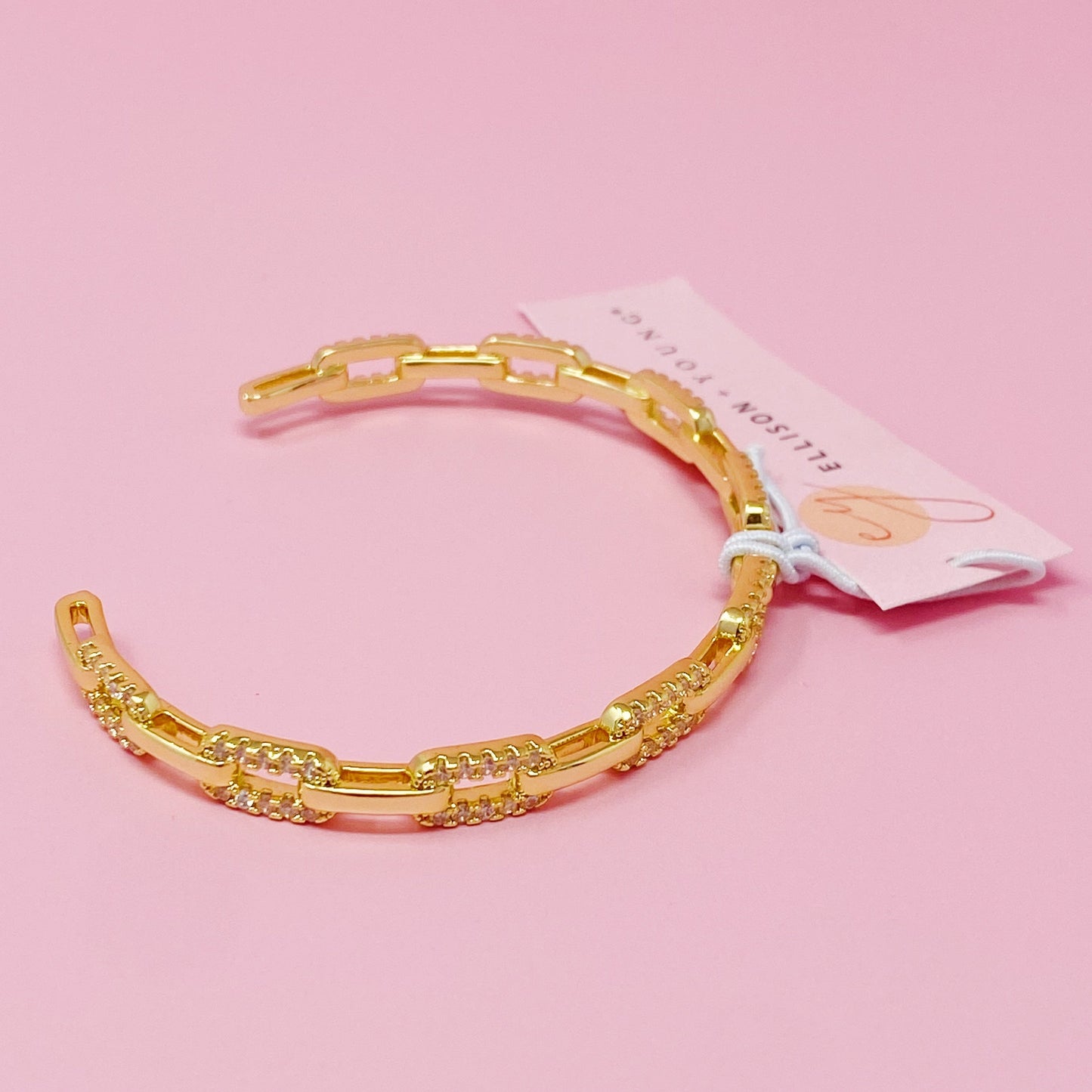 Alternating Link Open Bangle Bracelet – Effortless Glam with a Modern Twist