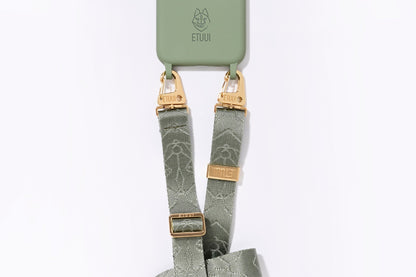 Chicago Phone Strap – Gold Eucalyptus | ETUUI® Hands‑Free Adjustable Nylon Strap