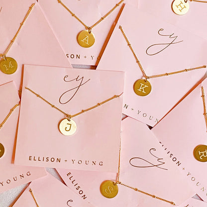 Gold‑Plated Coin Initial Necklace – Personalized Charm with Delicate Detail