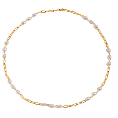 Freshwater Pearl Trio Paperclip Necklace