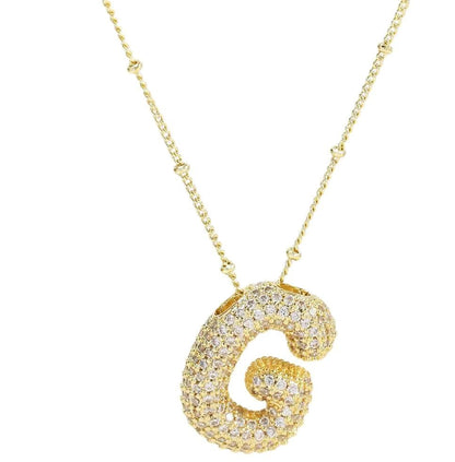 Initial Balloon Bubble 18K Gold Necklace
