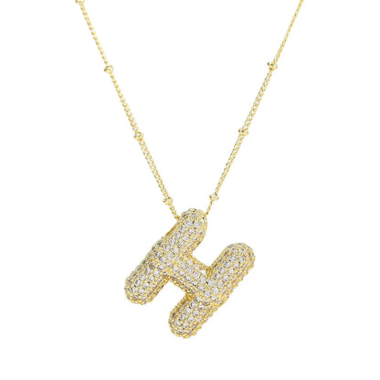 Initial Balloon Bubble 18K Gold Necklace