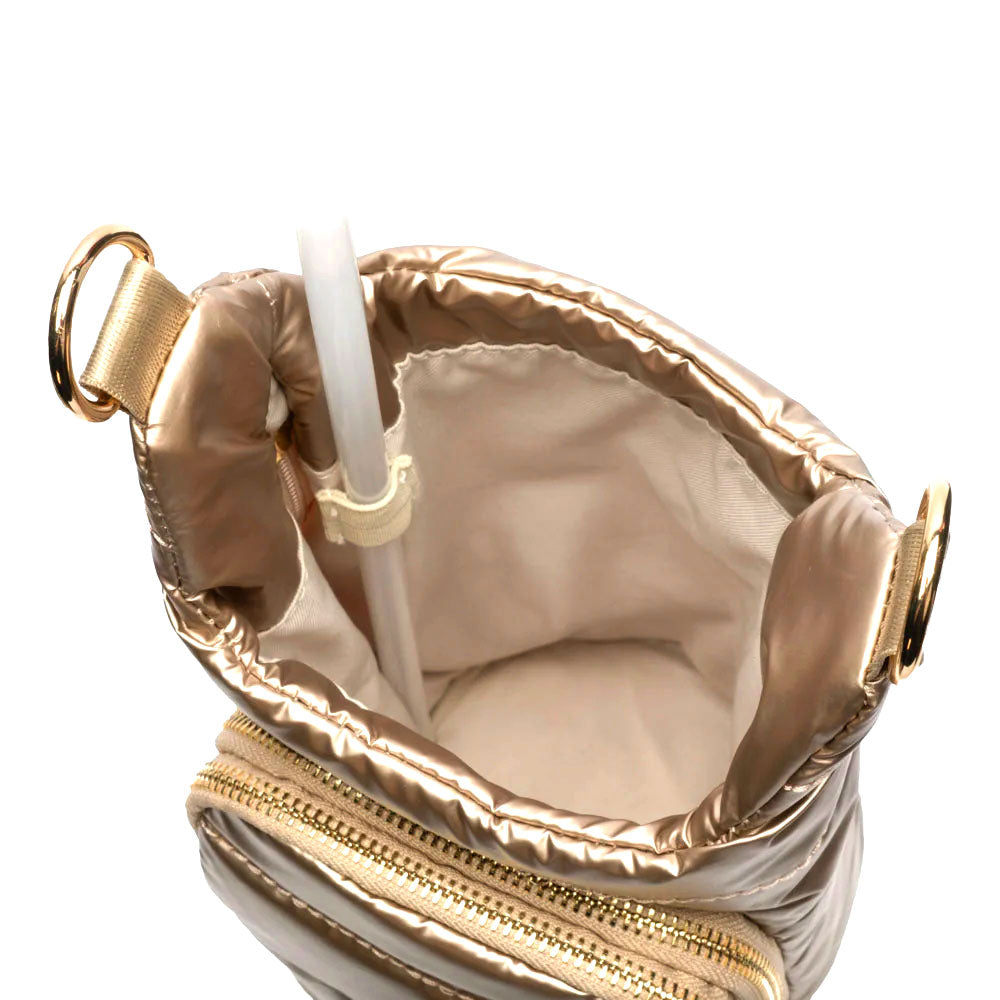 HydroBag® HANDLE®- Gold Shiny with Vegan Leather Trimmed Solid Strap