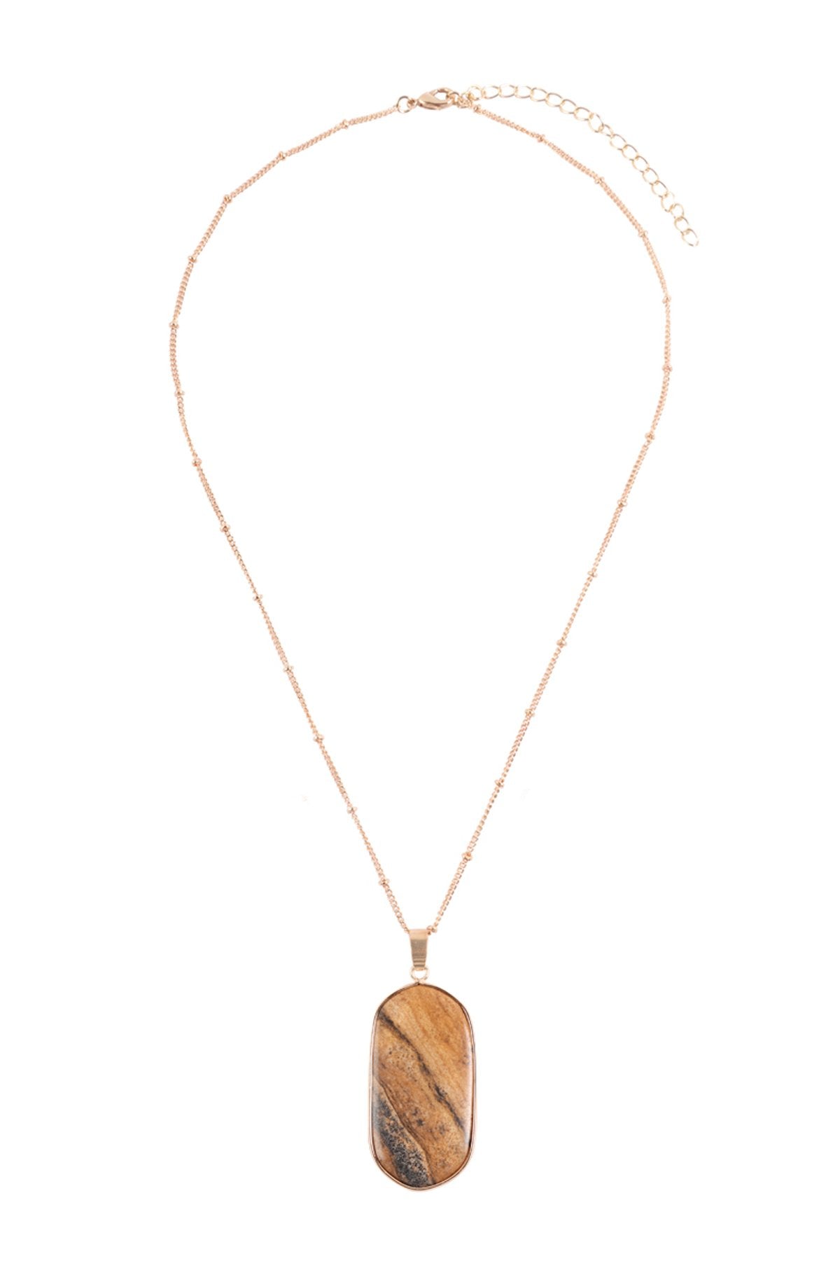 Hdn3184 - Stone Pendant Charm Necklace