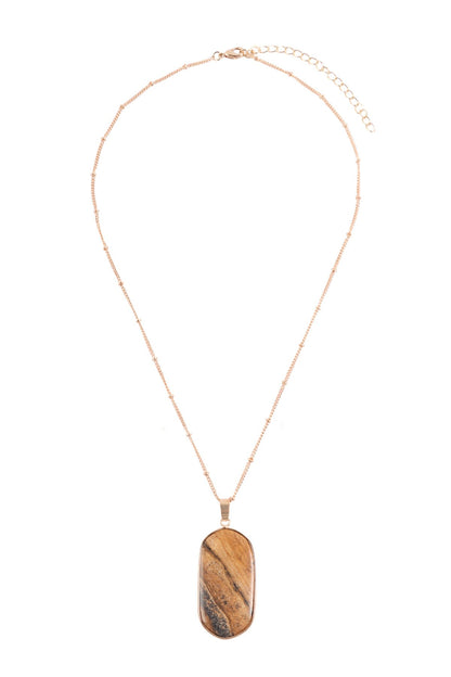 Hdn3184 - Stone Pendant Charm Necklace