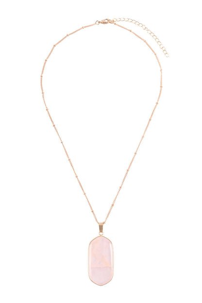 Hdn3184 - Stone Pendant Charm Necklace