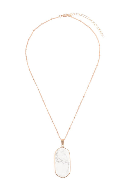 Hdn3184 - Stone Pendant Charm Necklace