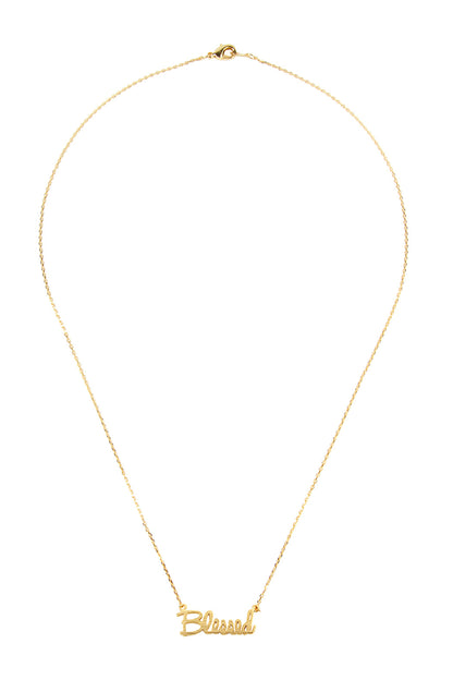 Cast "Blessed" Pendant Necklace
