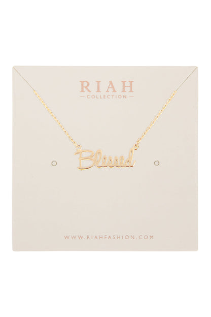 Cast "Blessed" Pendant Necklace
