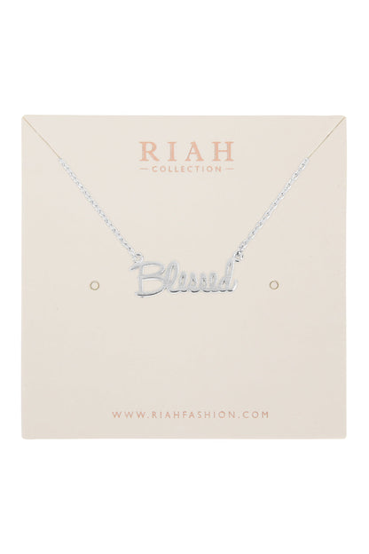 Cast "Blessed" Pendant Necklace