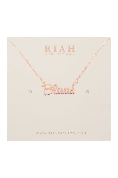 Cast "Blessed" Pendant Necklace