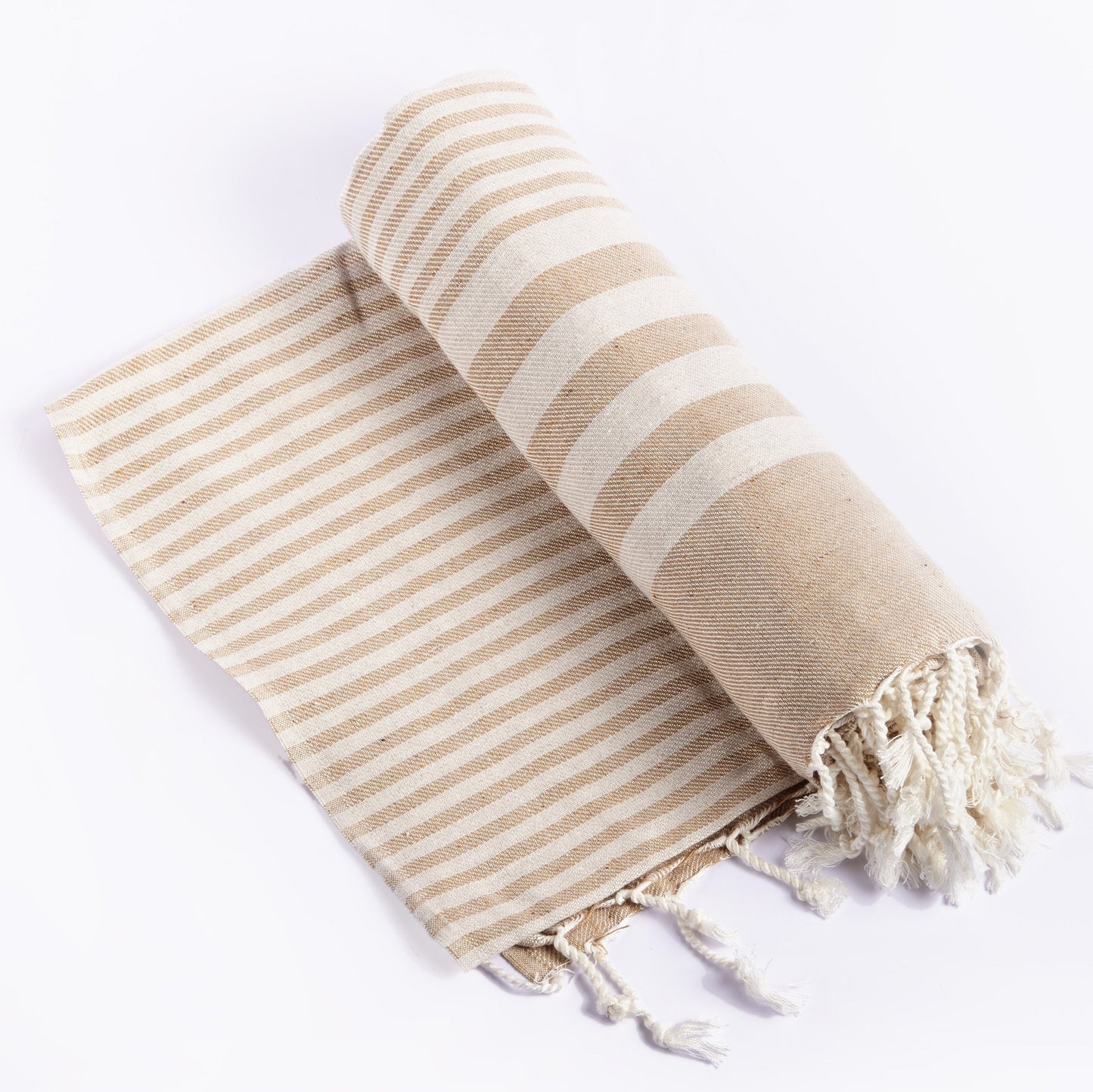 Hilana Blanket – Striped Throw in Timeless Beige | Sustainable Recycled Cotton Blanket
