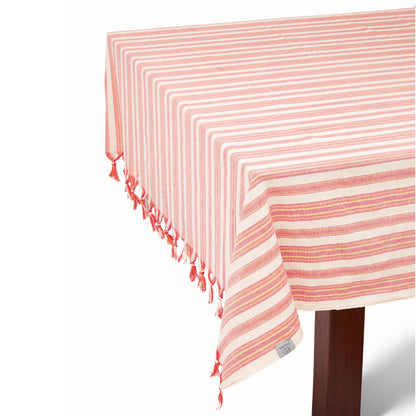 Andana Striped Tablecloth Set – Magenta | Eco‑Friendly Mediterranean Dining Linen Set