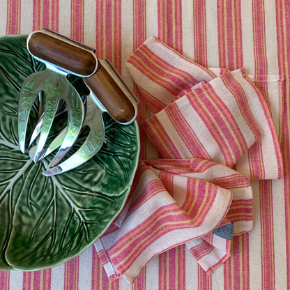 Andana Striped Tablecloth Set – Magenta | Eco‑Friendly Mediterranean Dining Linen Set