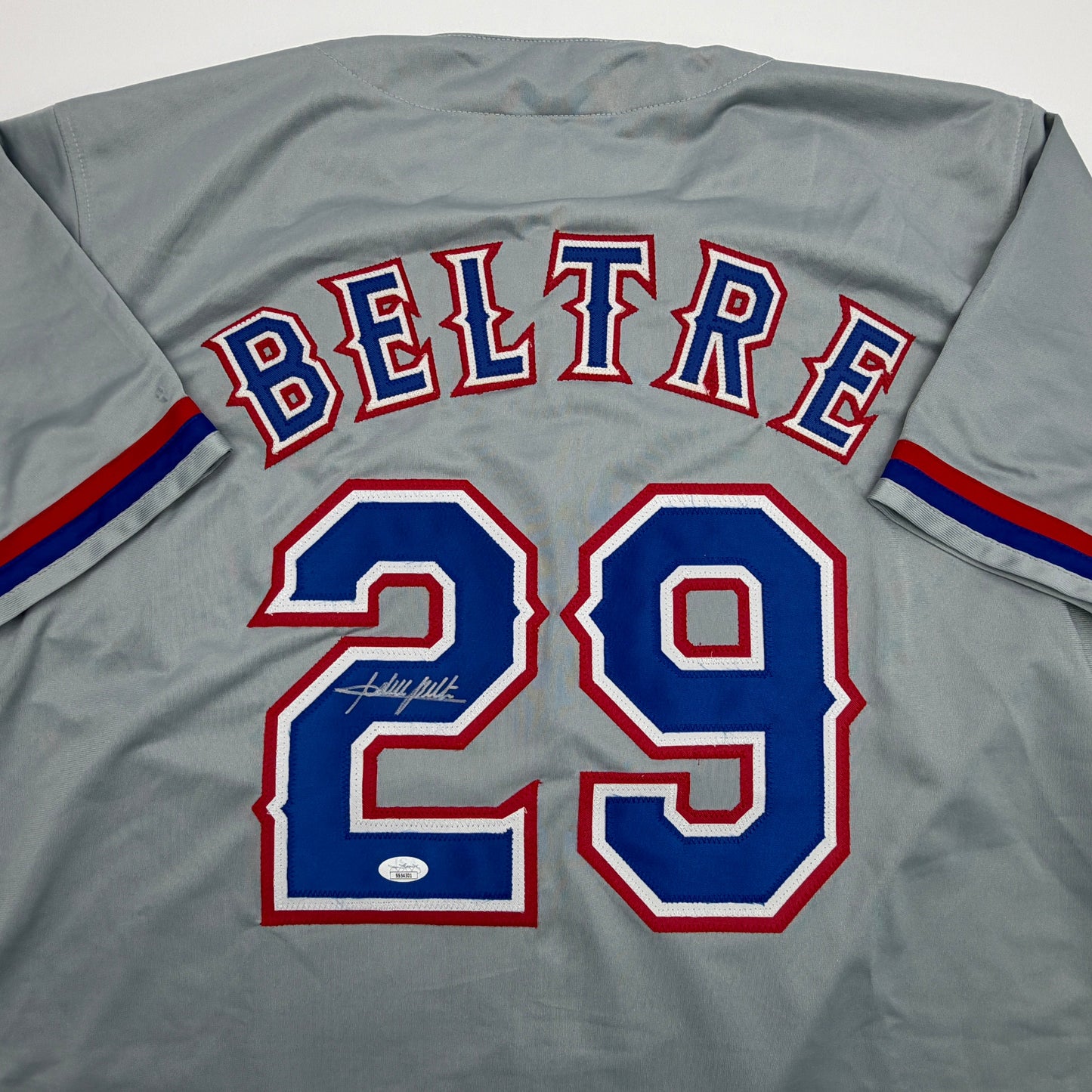 Autographed/Signed Adrian Beltre Texas Grey Baseball Jersey JSA COA