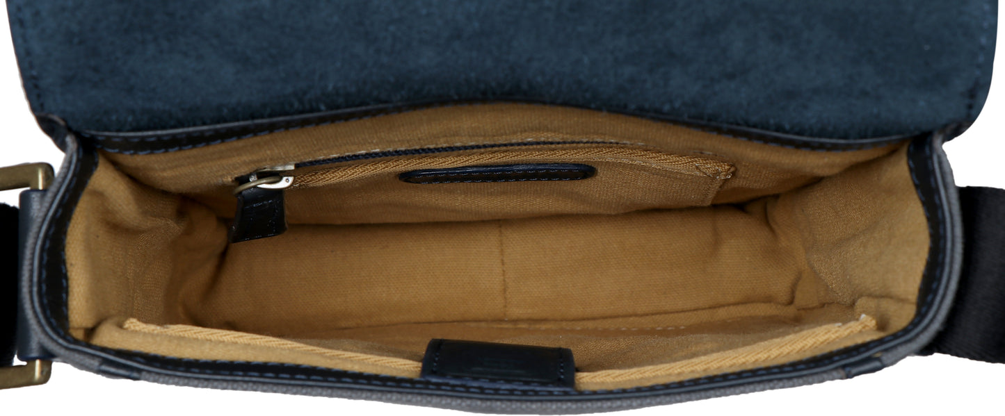 Aiden Genuine Leather and Canvas Mini Crossbody Men/Women Messenger/Travel Bag