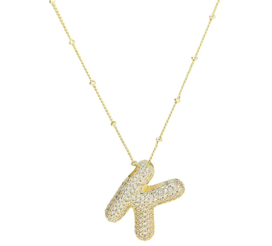 Initial Balloon Bubble 18K Gold Necklace