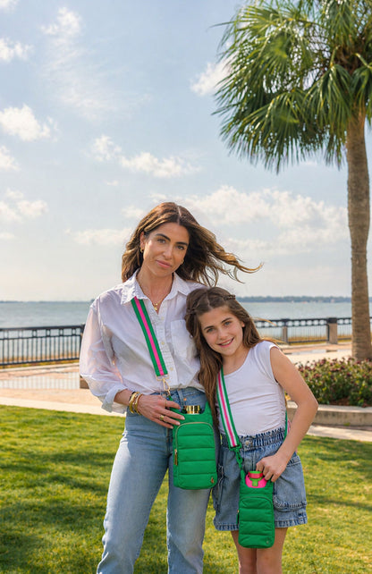 HydroBag® Mini for Kids- Kelly Green- Quilted Crosbody Water Bottle Bag