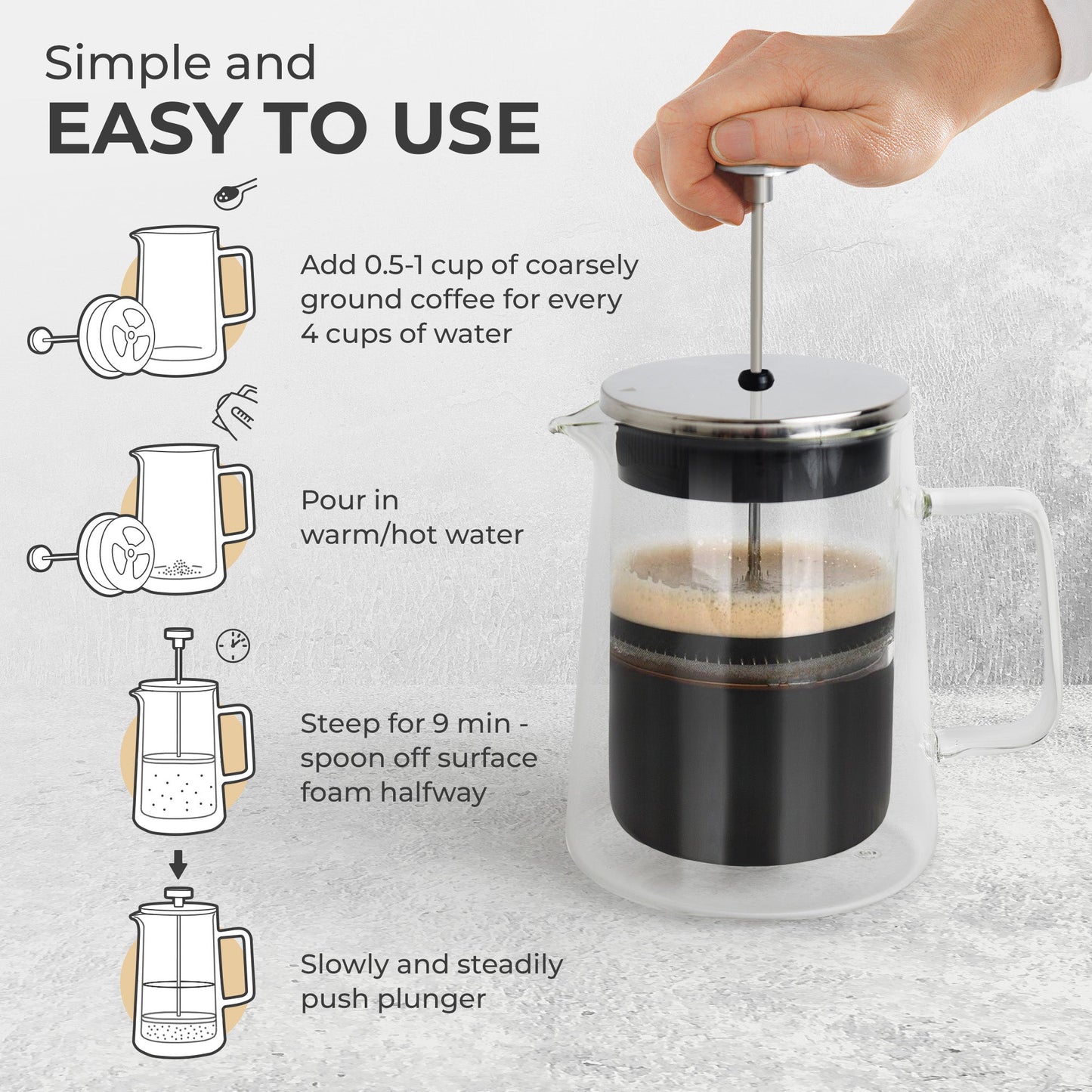 Glass French Press, KF1010