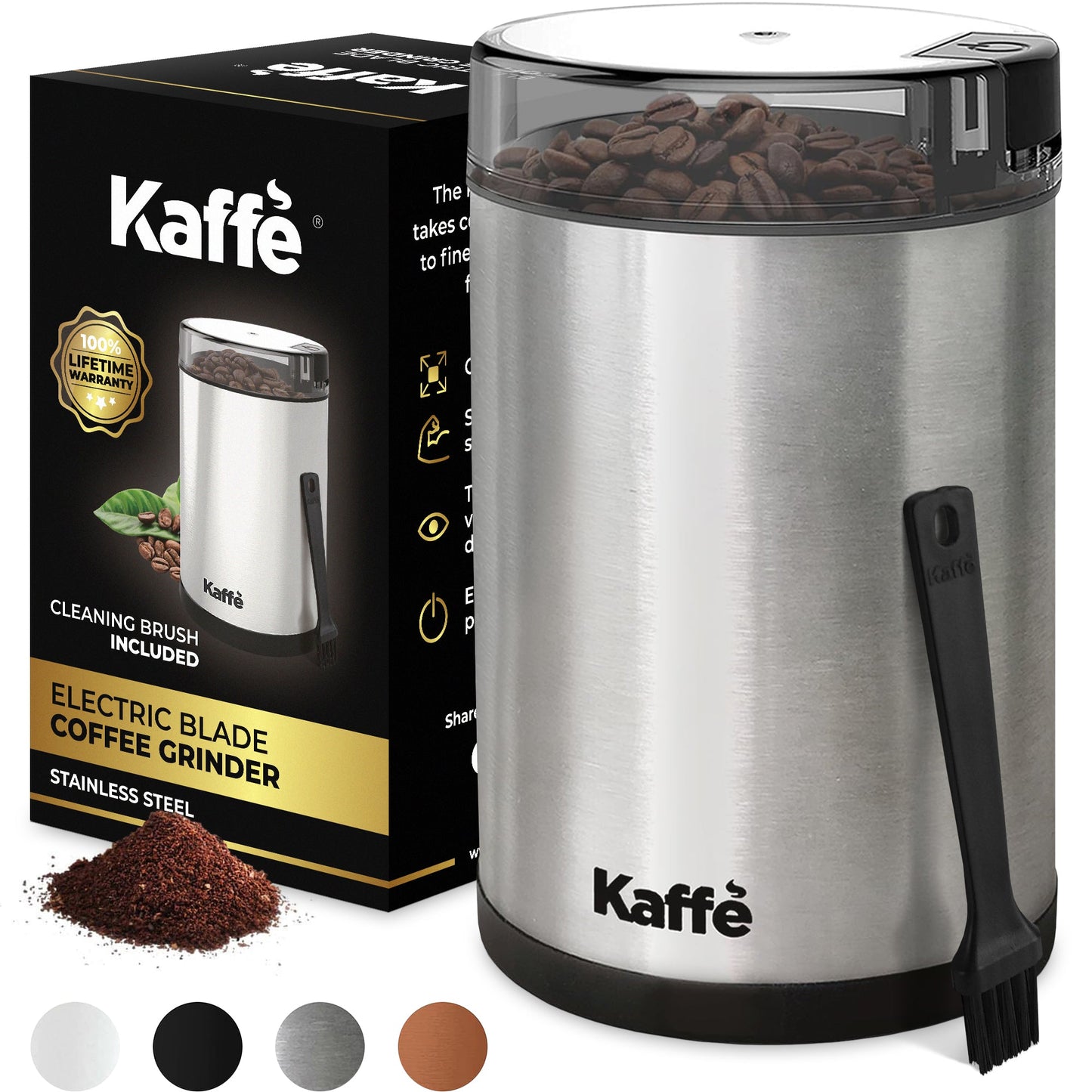 Compact Electric Coffee Grinder – Stainless Steel (3.5 oz Capacity)