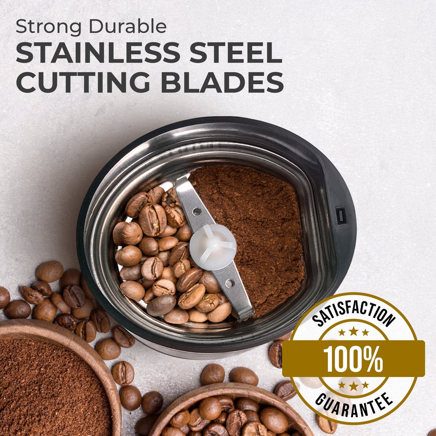 Compact Electric Coffee Grinder – Stainless Steel (3.5 oz Capacity)