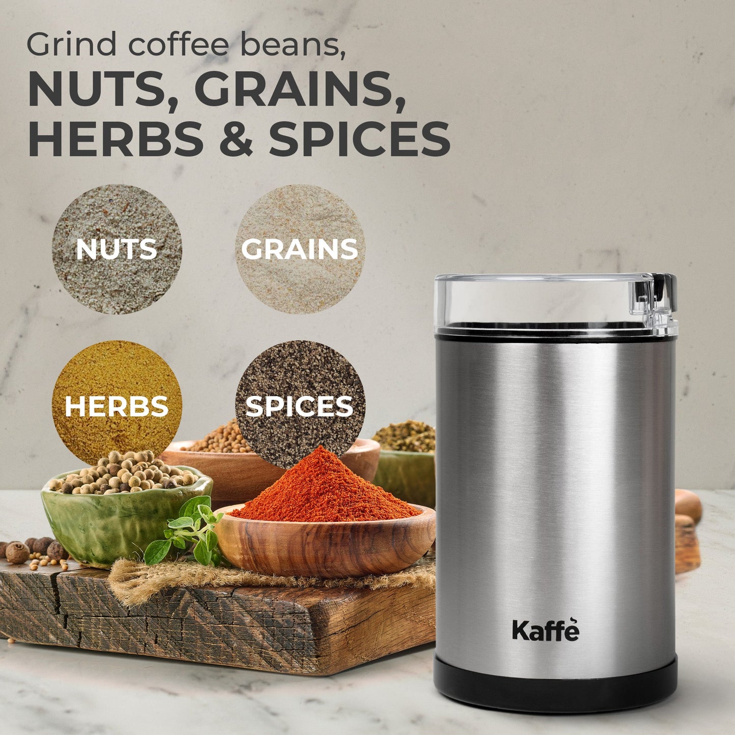 Compact Electric Coffee Grinder – Stainless Steel (3.5 oz Capacity)