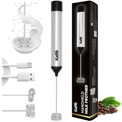 Rechargeable Handheld Milk Frother – Stainless Steel, USB, Powerful Foam Maker (KF6022)