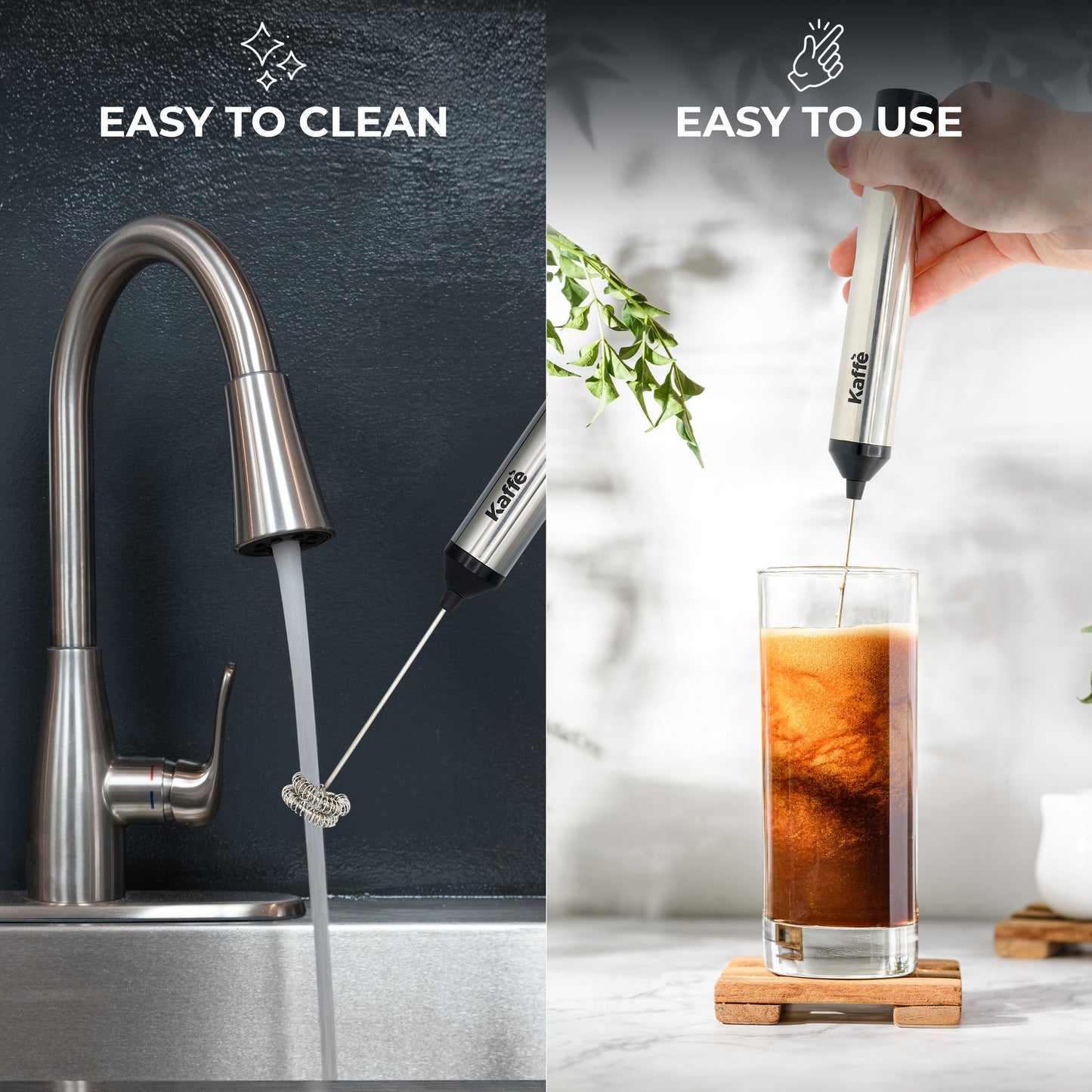 Rechargeable Handheld Milk Frother – Stainless Steel, USB, Powerful Foam Maker (KF6022)