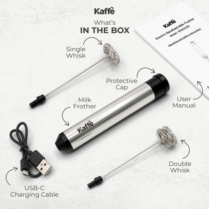Rechargeable Handheld Milk Frother – Stainless Steel, USB, Powerful Foam Maker (KF6022)