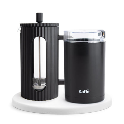 Glass French Press & Blade Coffee Grinder Set - 34oz Borocillicate Press + 3.5oz Grinder