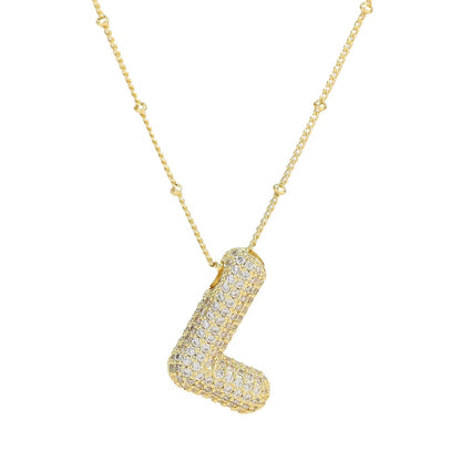 Initial Balloon Bubble 18K Gold Necklace
