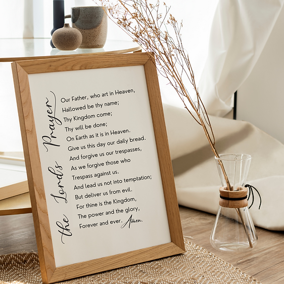 The Lord’s Prayer Scripture Verse Wall Art Print – Minimalist Christian Typography Canvas | Zenys Inspirations