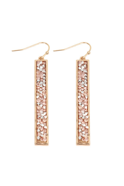 Bar Glitter Faceted Dangle Hook Earrings