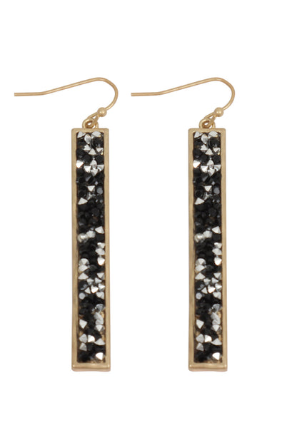 Bar Glitter Faceted Dangle Hook Earrings