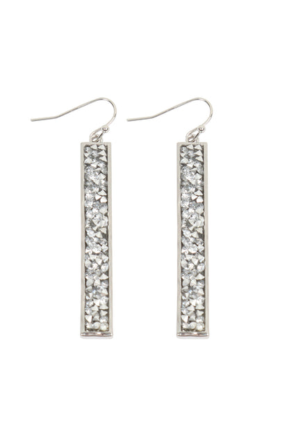 Bar Glitter Faceted Dangle Hook Earrings