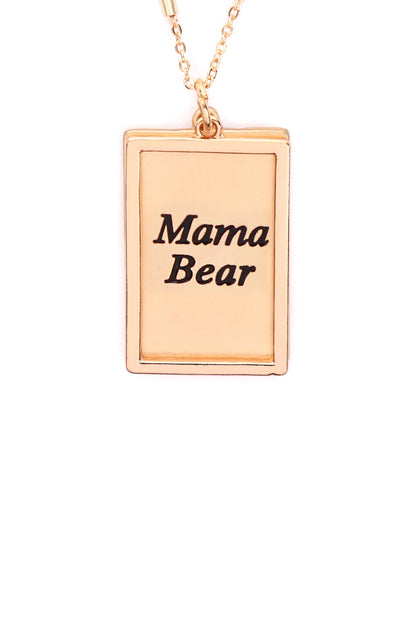 Myn1421mgma - "Mama Bear" Etched Brass Box Pendant Necklace